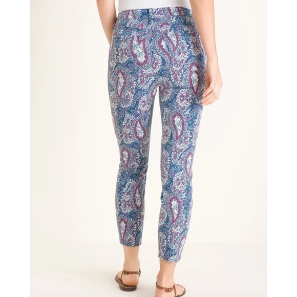 NYDJ for Chico's Pants - NYDJ for Chico's Size 14 Paisley Skinny Ankle Pants Blue Pink Lift Tuck Spring